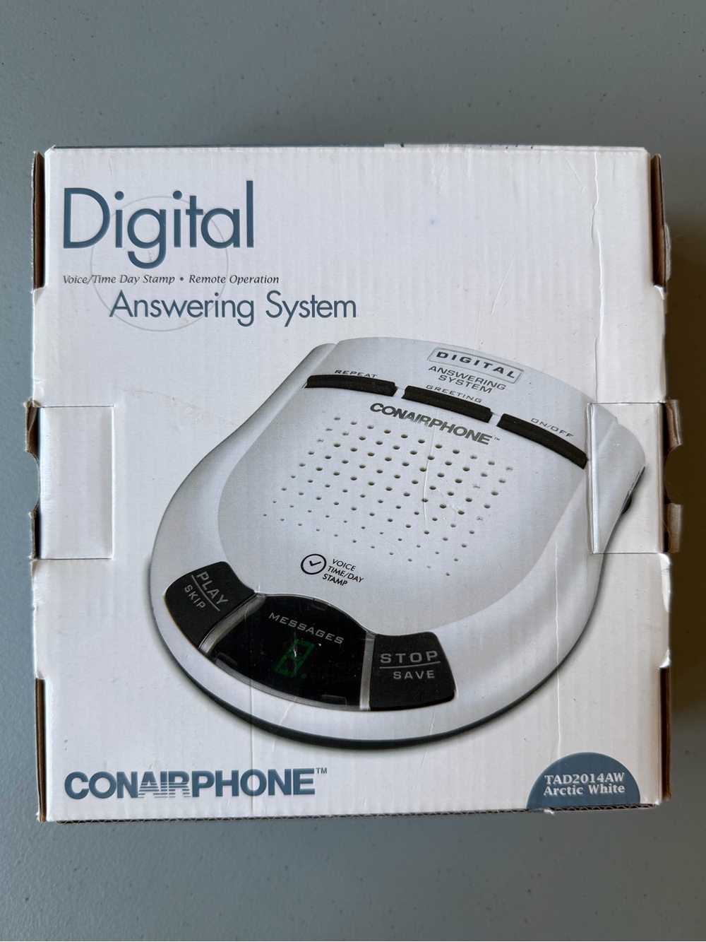 CONAIRPHONE DIGITAL ANSWERING MACHINE - NEW White Voice/Time Day Stamp • Remote